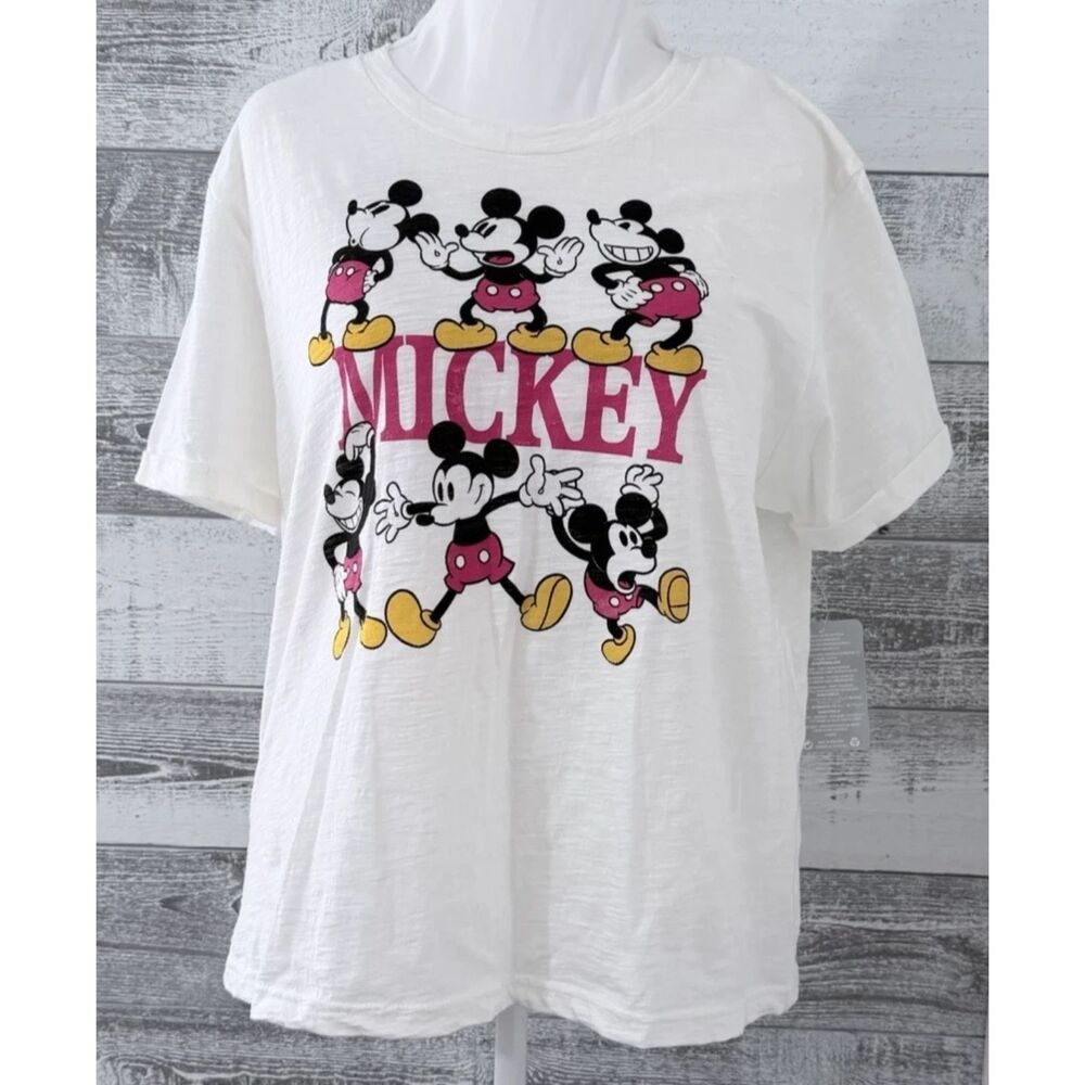 Disney Brand Mickey Mouse White Short Sleeve 100% Cotton T-Shirt Size XL
